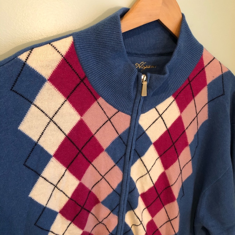 Ben Hogan cashmere argyle golf cardigan size L